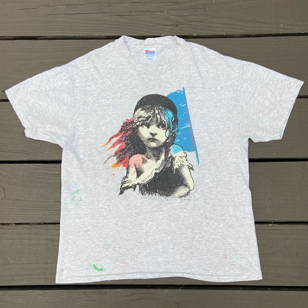 ❌SOLD❌  1986 Les Misérables Broadway Show Gray Single Stitch Tee Shirt Sz XL!
